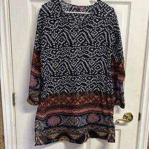 Raj 100% Cotton Bohemian Patterned Tunic Dress